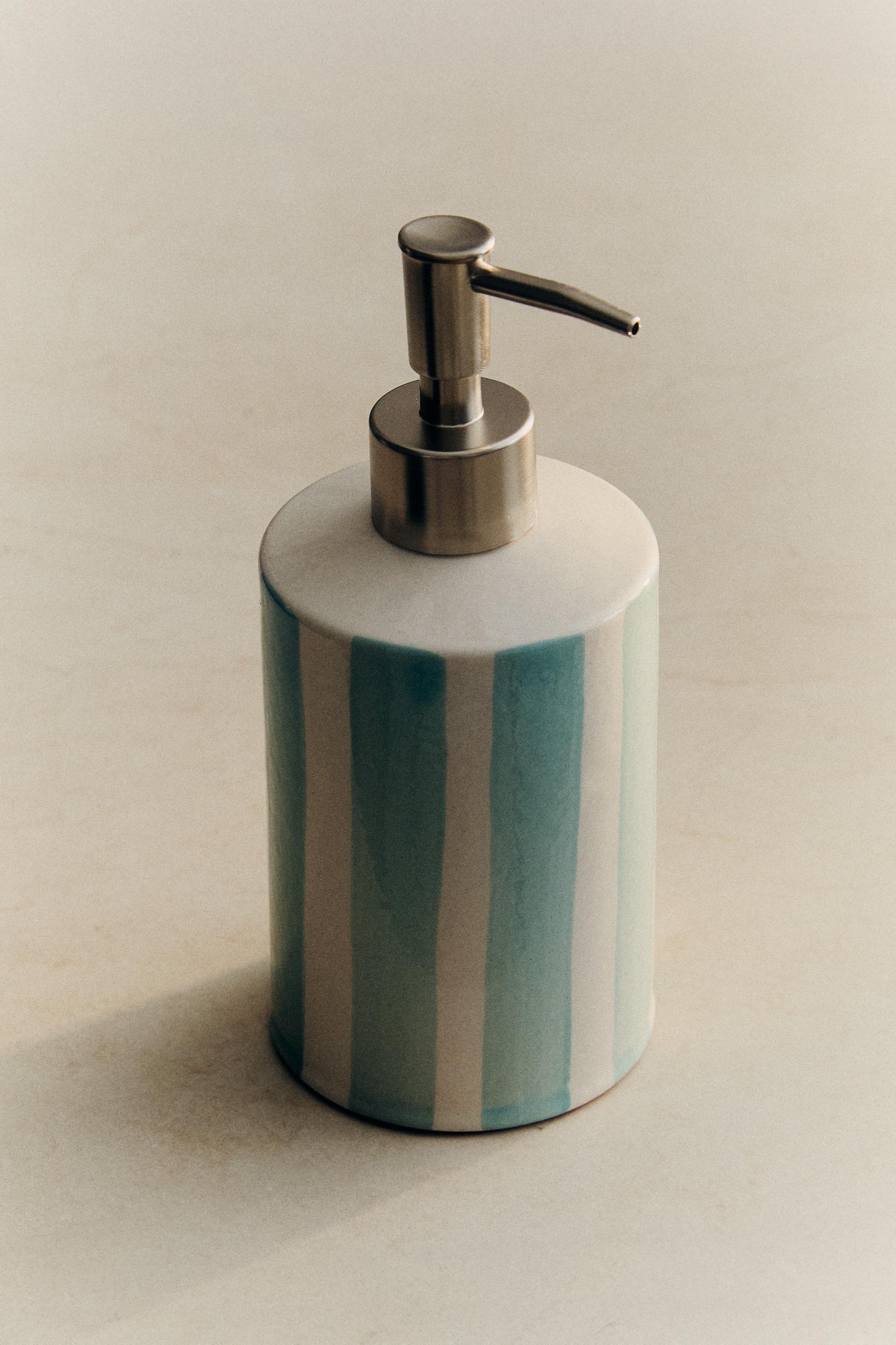 STRIPED CERAMIC SOAP DISPENSER